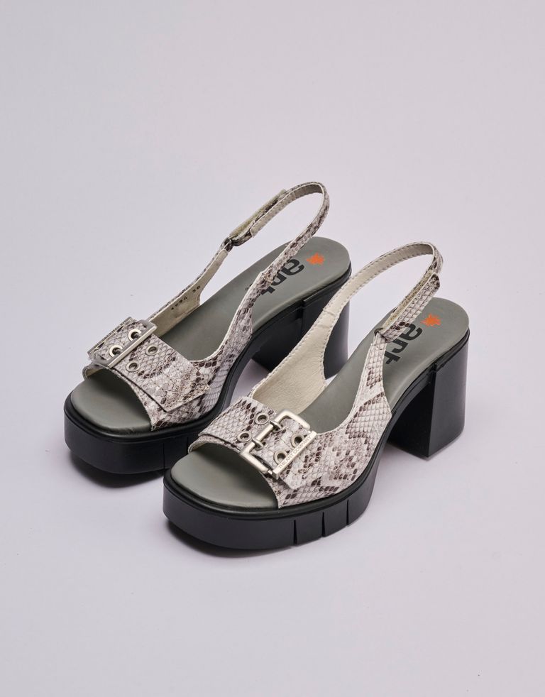 נעלי נשים - Art - סנדלי עקב EVISSA נחש - לבן   שחור3