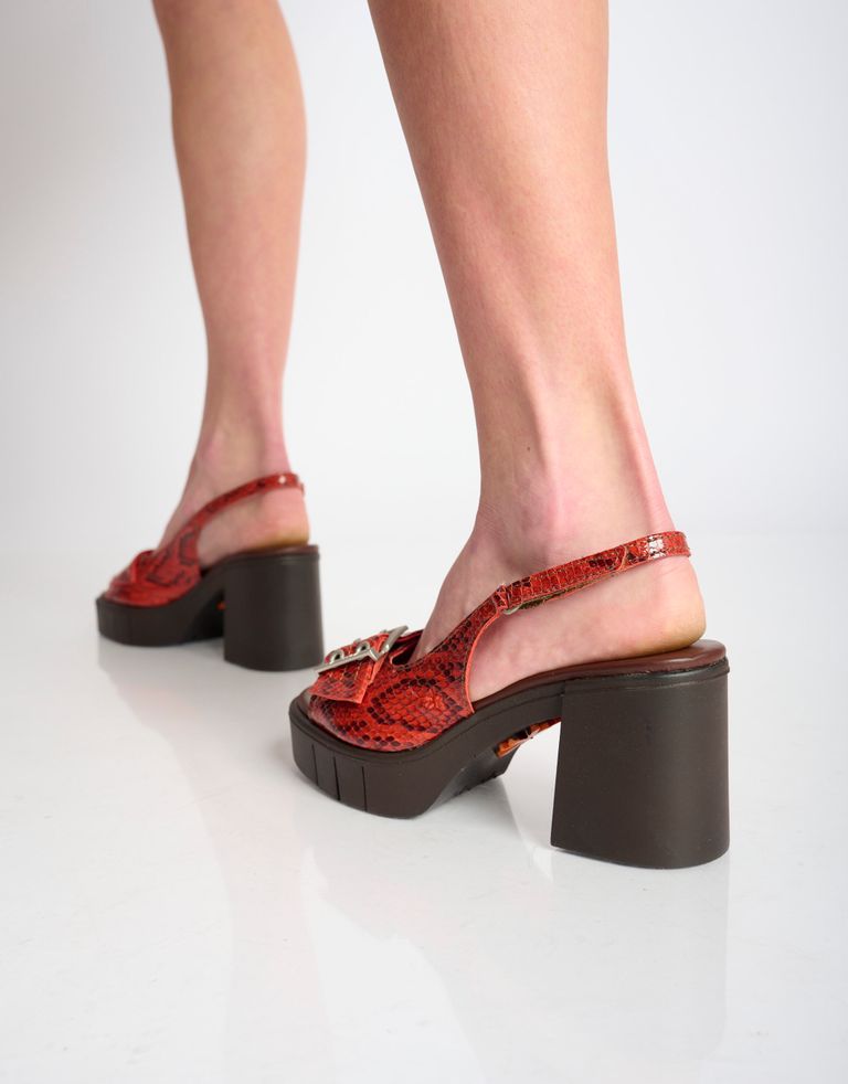 נעלי נשים - Art - סנדלי עקב EVISSA נחש - כתום   שחור4