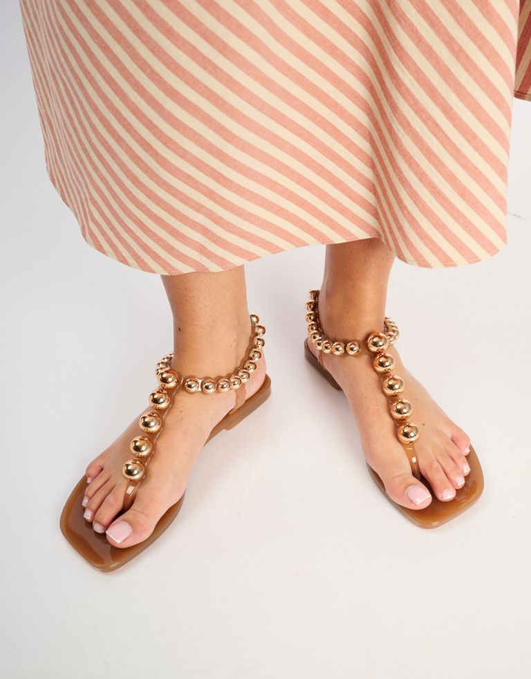 נעלי נשים - Jeffrey Campbell - סנדלי גומי PLATED - בז'2