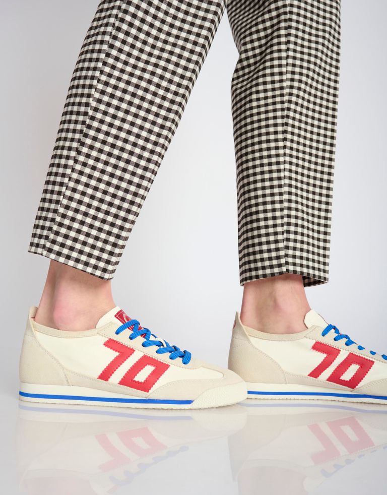 נעלי נשים - BACK 70 - סניקרס עור LEON - לבן   אדום1