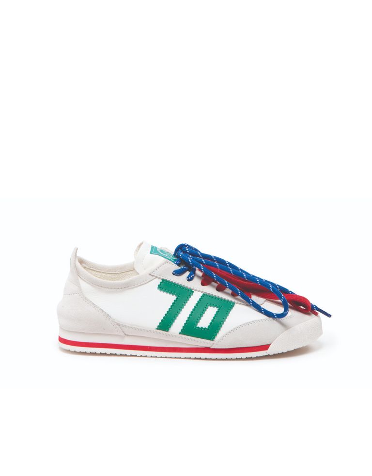 נעלי נשים - BACK 70 - סניקרס עור LEON - לבן   ירוק