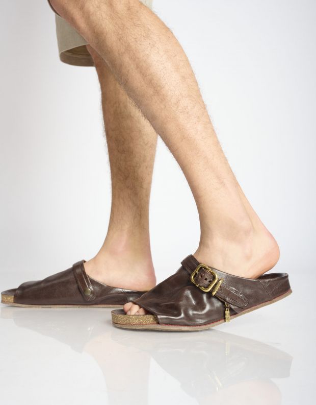 נעלי גברים - A.S. 98 - סנדלי עור COM - חום כהה