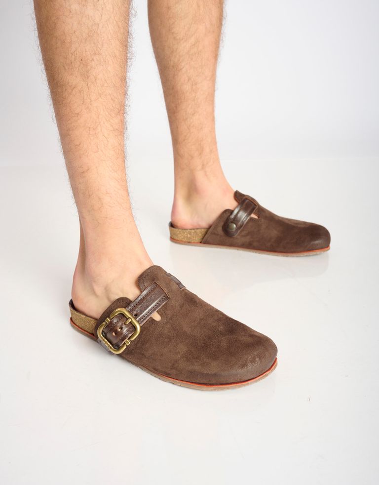 נעלי גברים - A.S. 98 - כפכפי  עור עם אבזם COM - חום כהה3