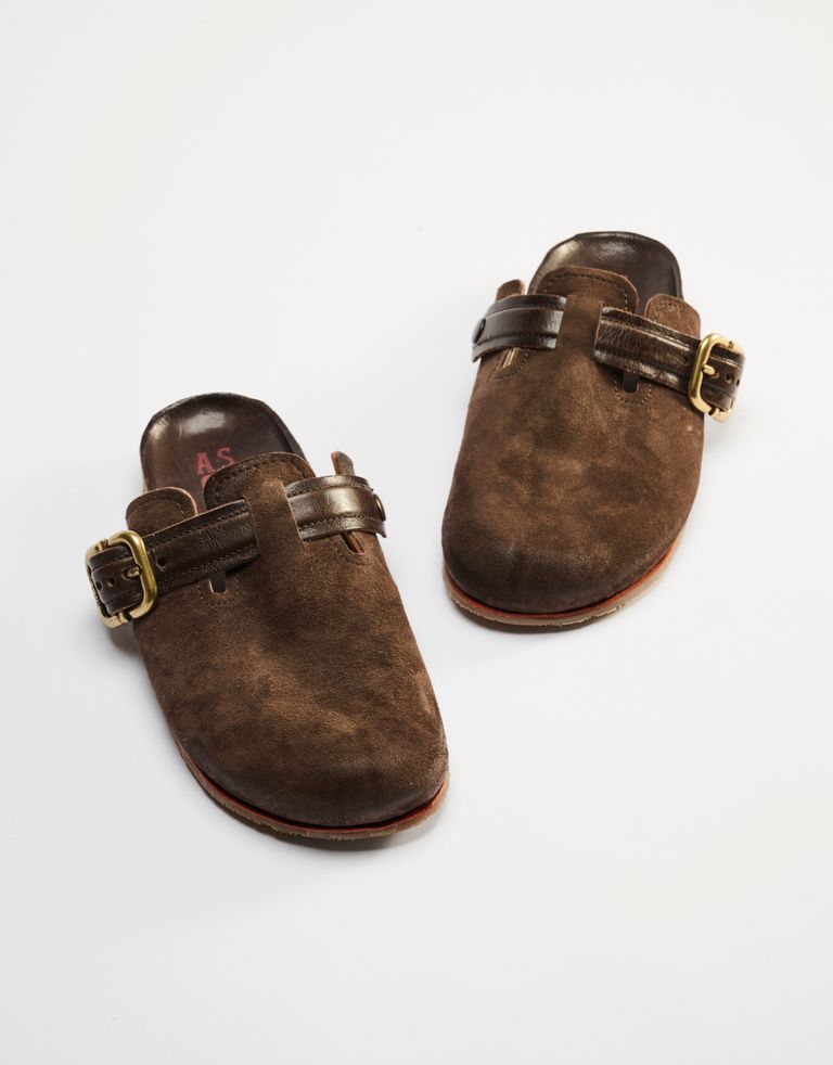 נעלי גברים - A.S. 98 - כפכפי  עור עם אבזם COM - חום כהה4