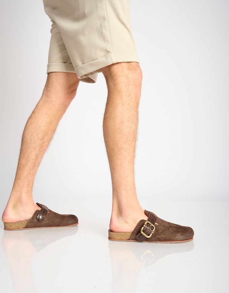 נעלי גברים - A.S. 98 - כפכפי  עור עם אבזם COM - חום כהה1