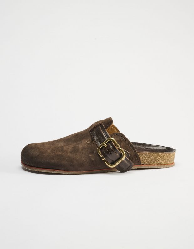 נעלי גברים - A.S. 98 - כפכפי  עור עם אבזם COM - חום כהה