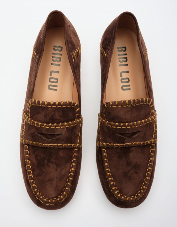 נעלי נשים - Bibi lou - מוקסינים מזמש NELA - חום כהה