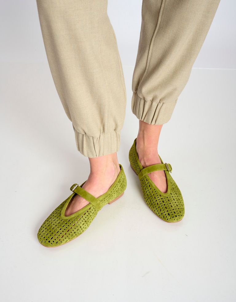 נעלי נשים - Bibi lou - נעלי בובה שטוחות MAIA - זית1