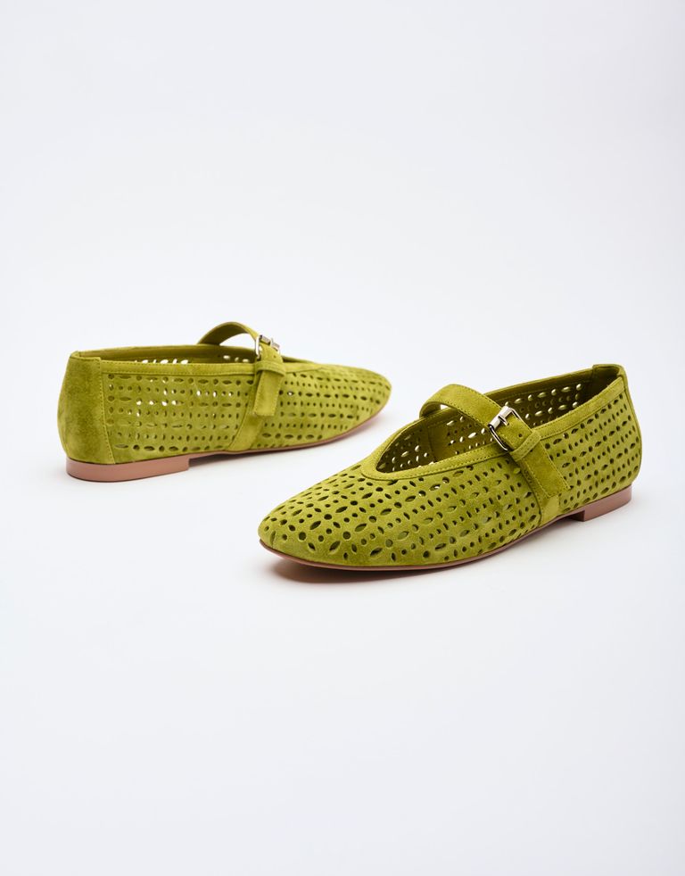 נעלי נשים - Bibi lou - נעלי בובה שטוחות MAIA - זית2