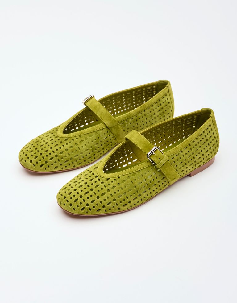 נעלי נשים - Bibi lou - נעלי בובה שטוחות MAIA - זית4