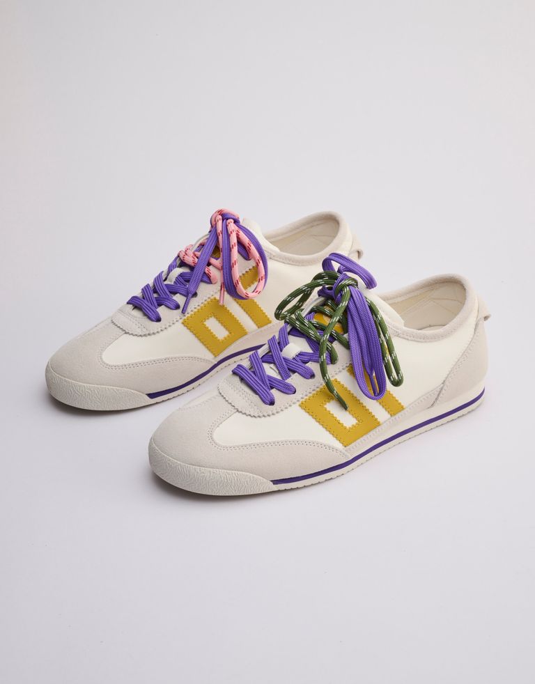 נעלי נשים - BACK 70 - סניקרס עור LEON - לבן   צהוב2