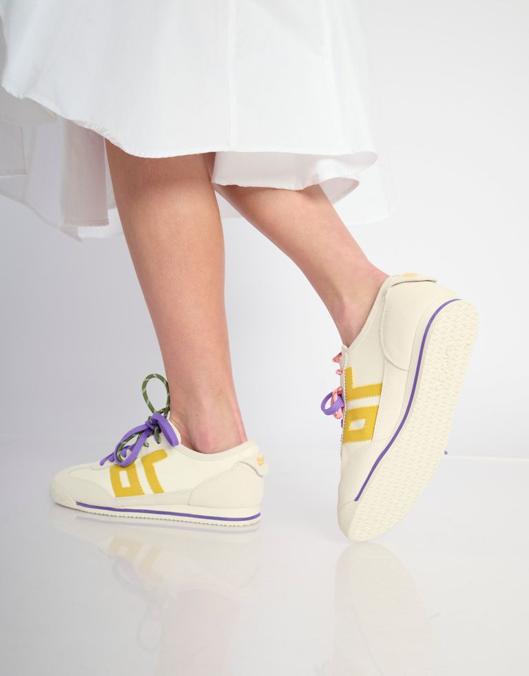 נעלי נשים - BACK 70 - סניקרס עור LEON - לבן   צהוב3