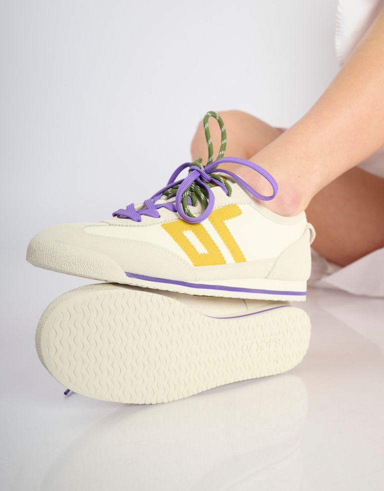 נעלי נשים - BACK 70 - סניקרס עור LEON - לבן   צהוב4