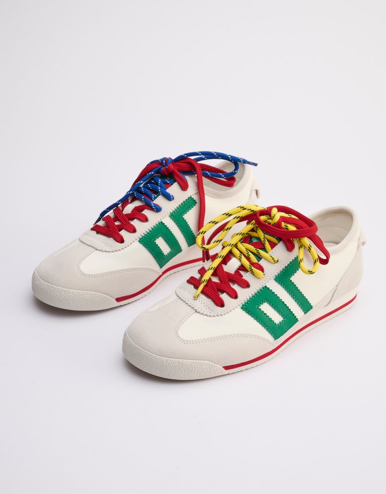 נעלי נשים - BACK 70 - סניקרס עור LEON - לבן   ירוק2