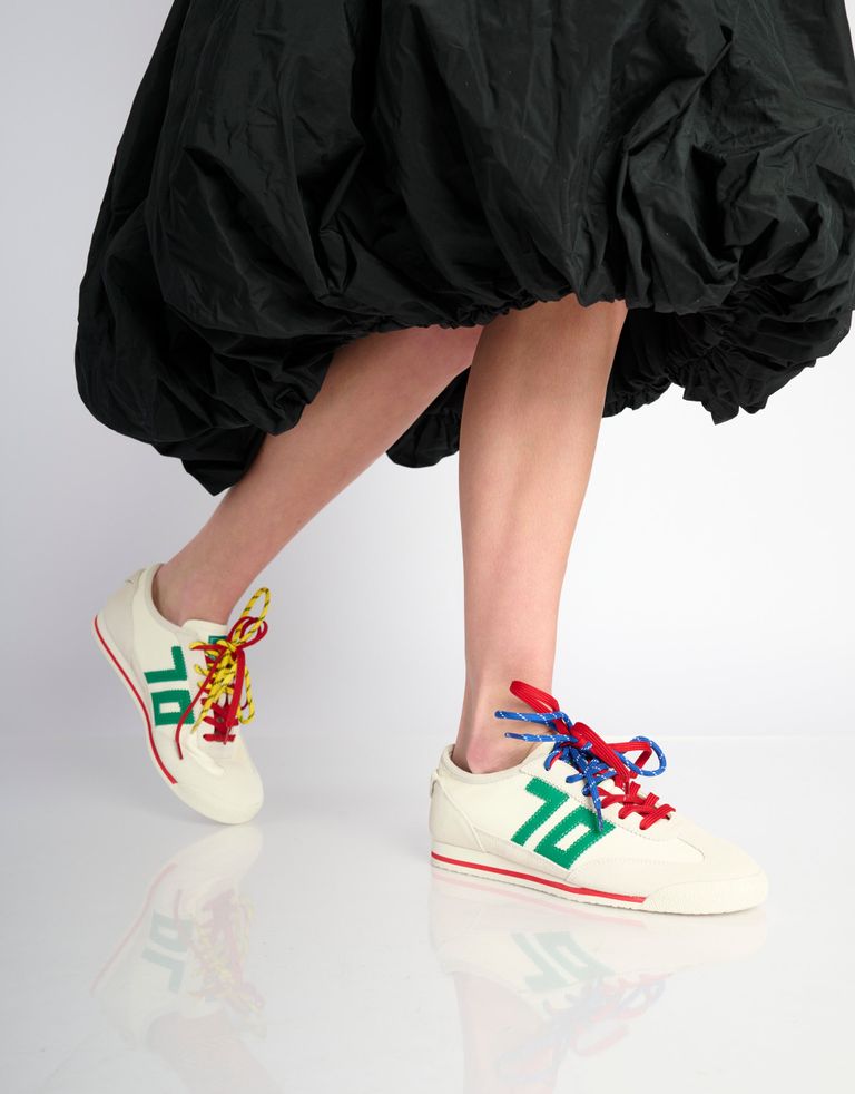 נעלי נשים - BACK 70 - סניקרס עור LEON - לבן   ירוק3