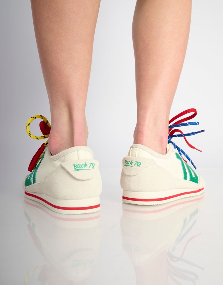 נעלי נשים - BACK 70 - סניקרס עור LEON - לבן   ירוק4