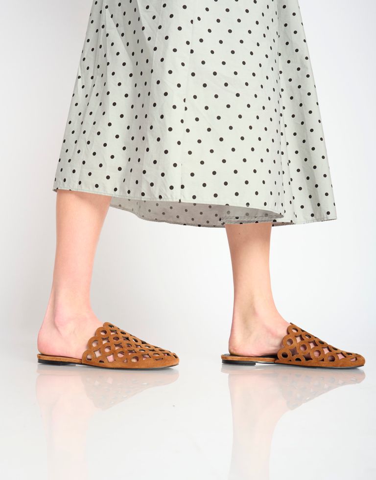 נעלי נשים - Bibi lou - כפכפי מיולז מזמש ORIBU - חום בהיר1