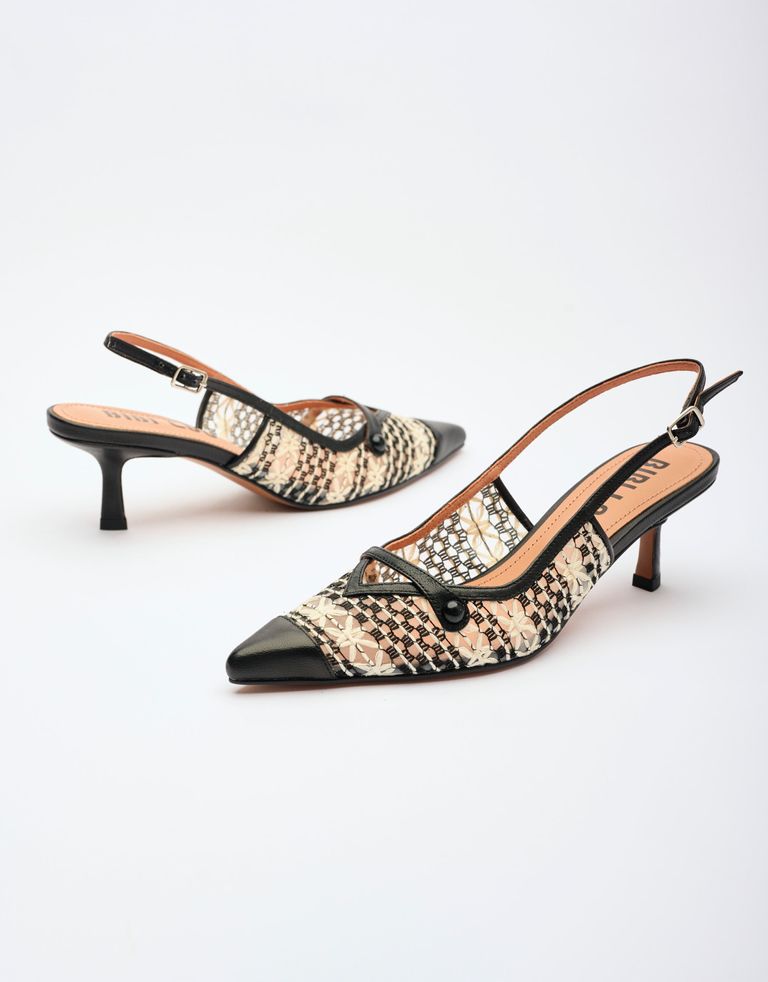 נעלי נשים - Bibi lou - נעלי סירה עם עקב XAIA - שחור לבן1