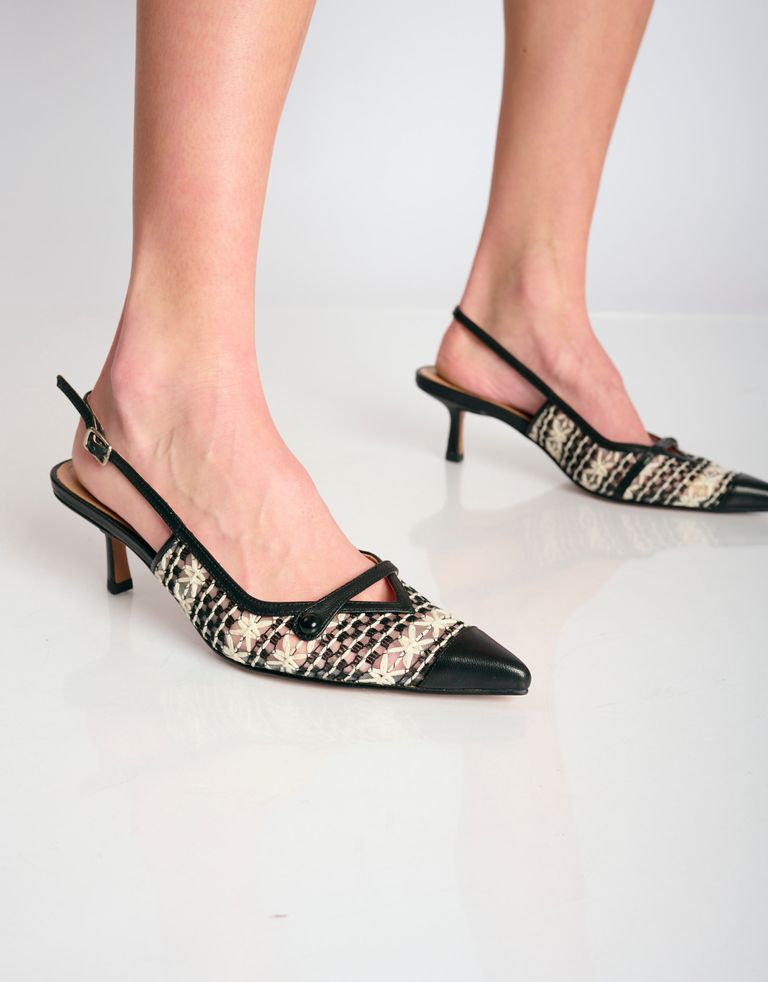 נעלי נשים - Bibi lou - נעלי סירה עם עקב XAIA - שחור לבן3