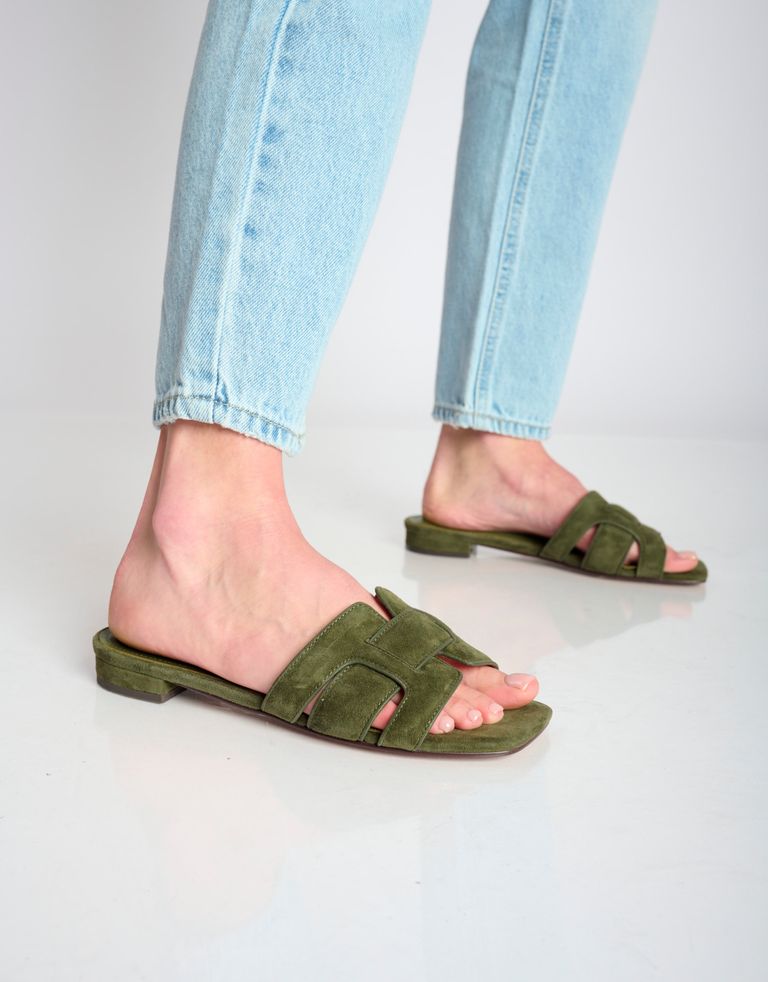 נעלי נשים - Bibi lou - כפכפי זמש שטוחים HOLLY - חאקי1