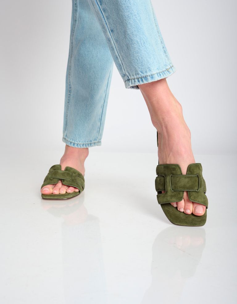 נעלי נשים - Bibi lou - כפכפי זמש שטוחים HOLLY - חאקי3