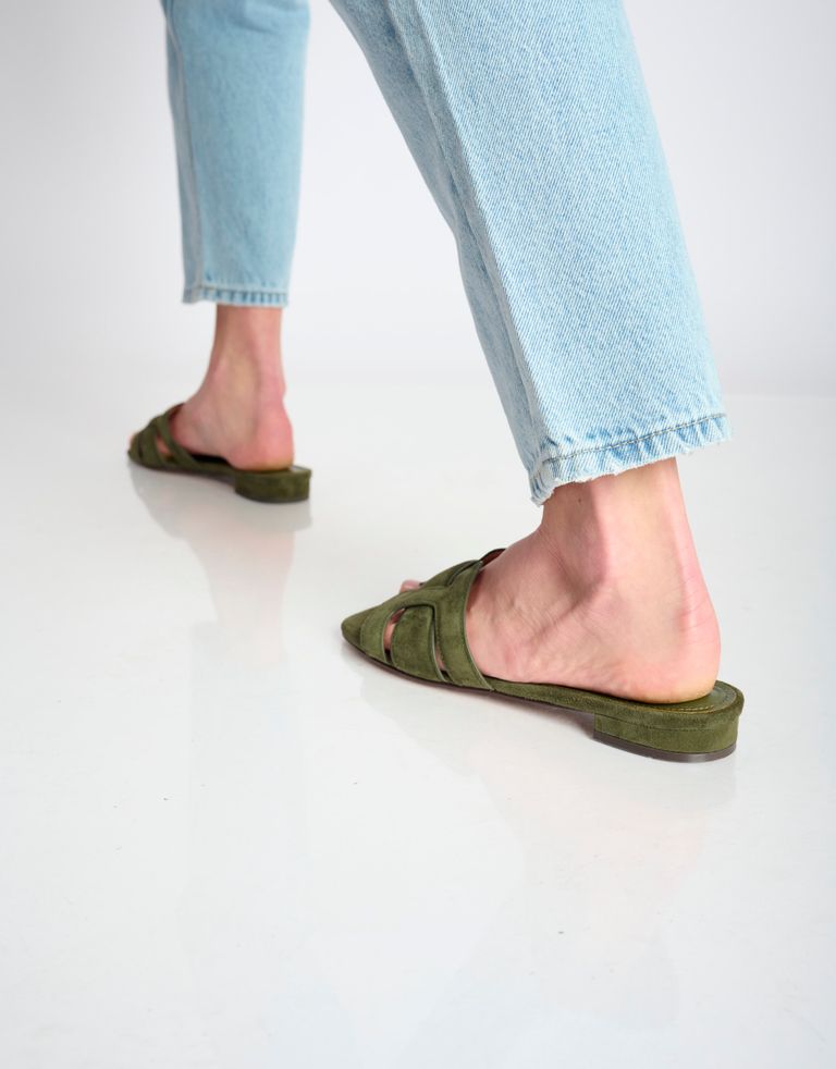 נעלי נשים - Bibi lou - כפכפי זמש שטוחים HOLLY - חאקי4