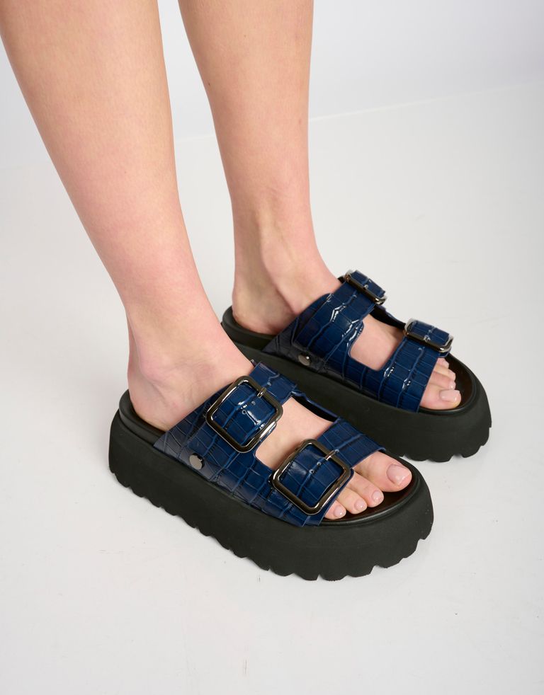 נעלי נשים - Yuko Imanishi - כפכפי פלטפורמה NONO CROCO - כחול2