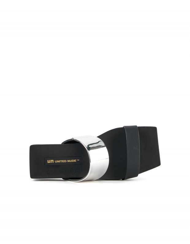 נעלי נשים - United Nude - כפכפים שטוחים LOOP LO - שחור   כסף