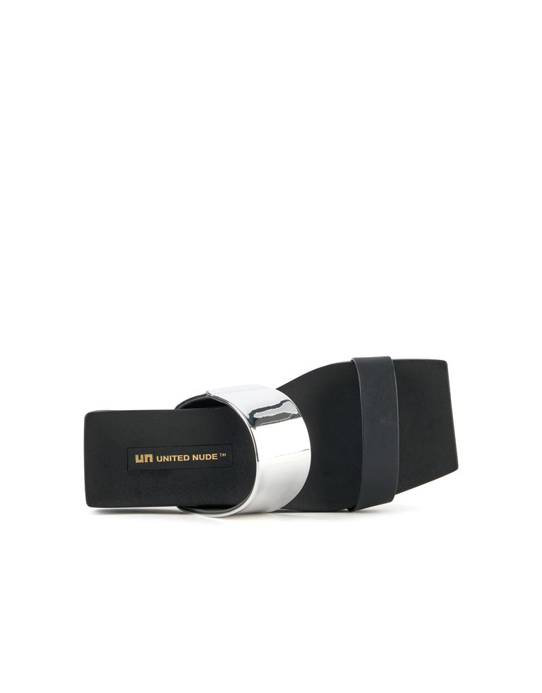 נעלי נשים - United Nude - כפכפים שטוחים LOOP LO - שחור   כסף1