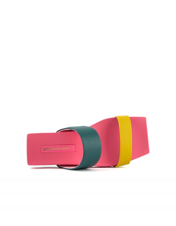 נעלי נשים - United Nude - כפכפים שטוחים LOOP LO - ירוק   צהוב