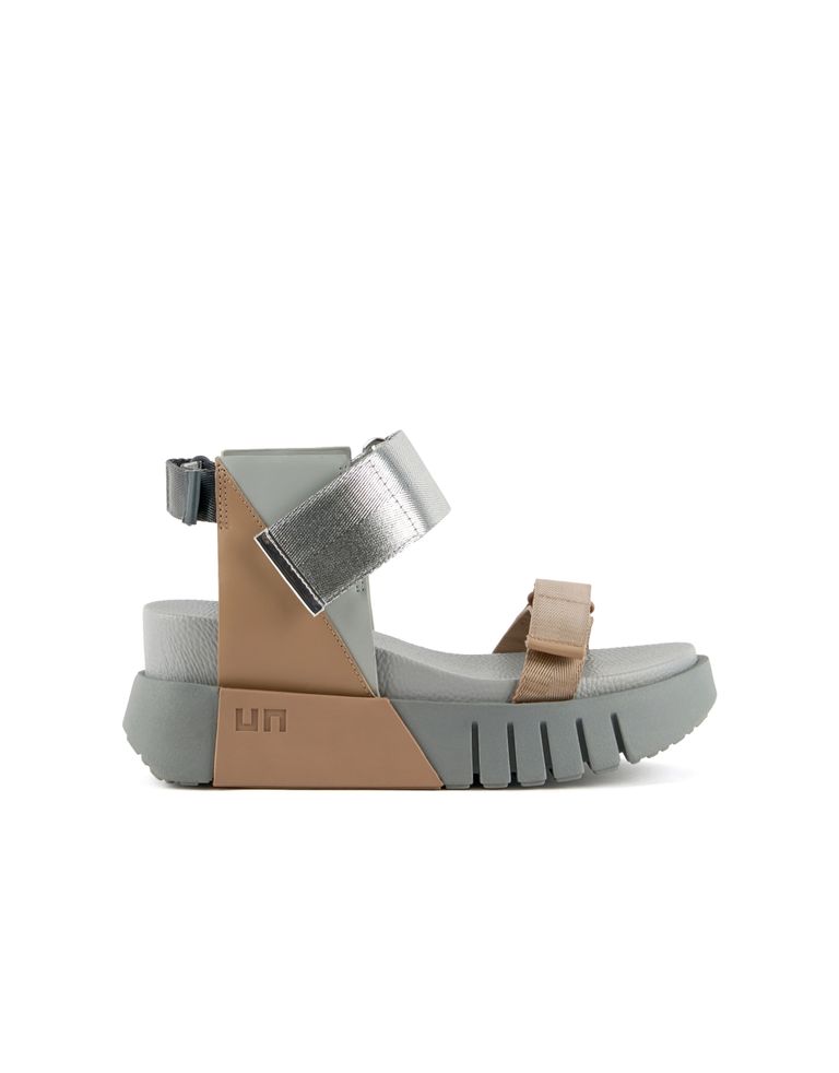 נעלי נשים - United Nude - סנדלי פלטפורמה DELTA RUN - אפור   בז'1