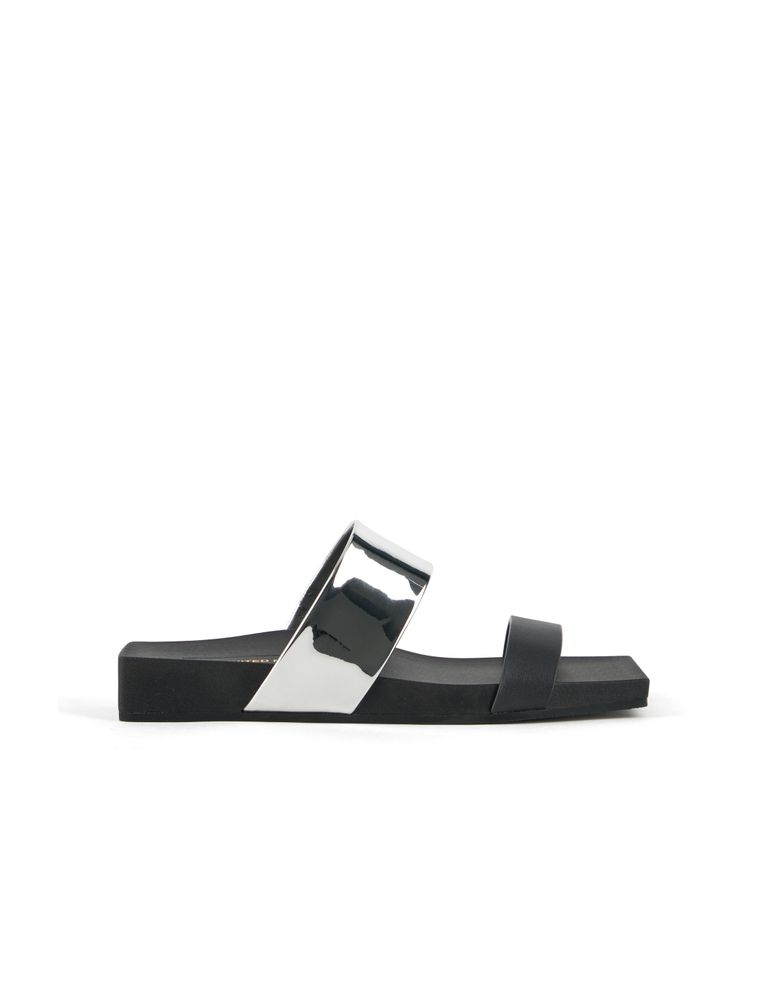 נעלי נשים - United Nude - כפכפים שטוחים LOOP LO - שחור   כסף2