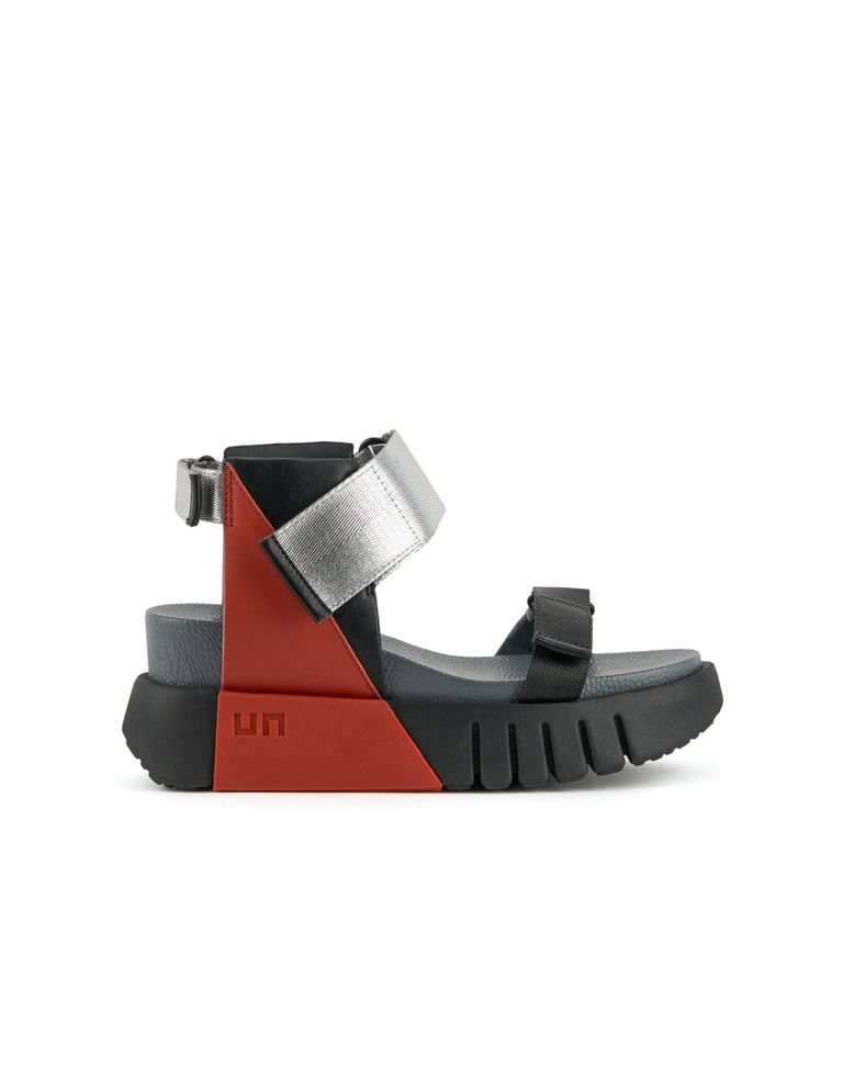 נעלי נשים - United Nude - סנדלי פלטפורמה DELTA RUN - שחור אדום1