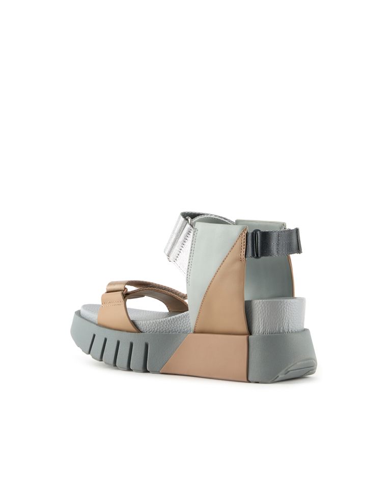 נעלי נשים - United Nude - סנדלי פלטפורמה DELTA RUN - אפור   בז'2