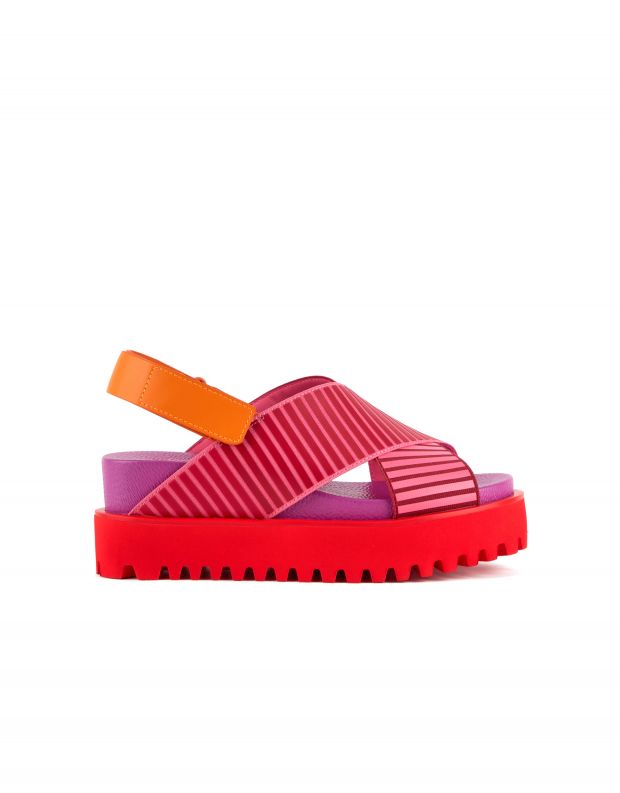נעלי נשים - United Nude - סנדלי X פלטפורמה RICO - אדום   ורוד