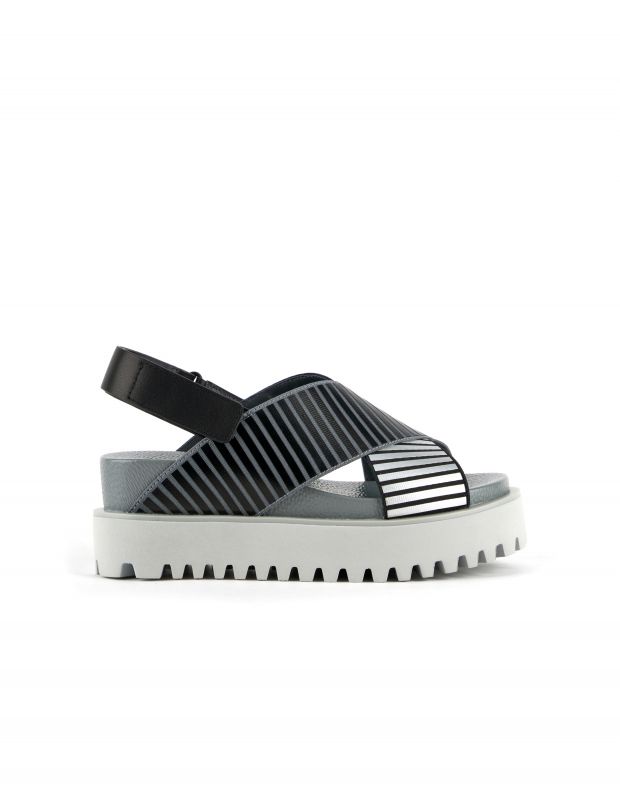 נעלי נשים - United Nude - סנדלי X פלטפורמה RICO - אפור   שחור