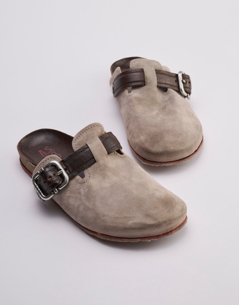 נעלי גברים - A.S. 98 - כפכפי  עור עם אבזם COM - אפור3