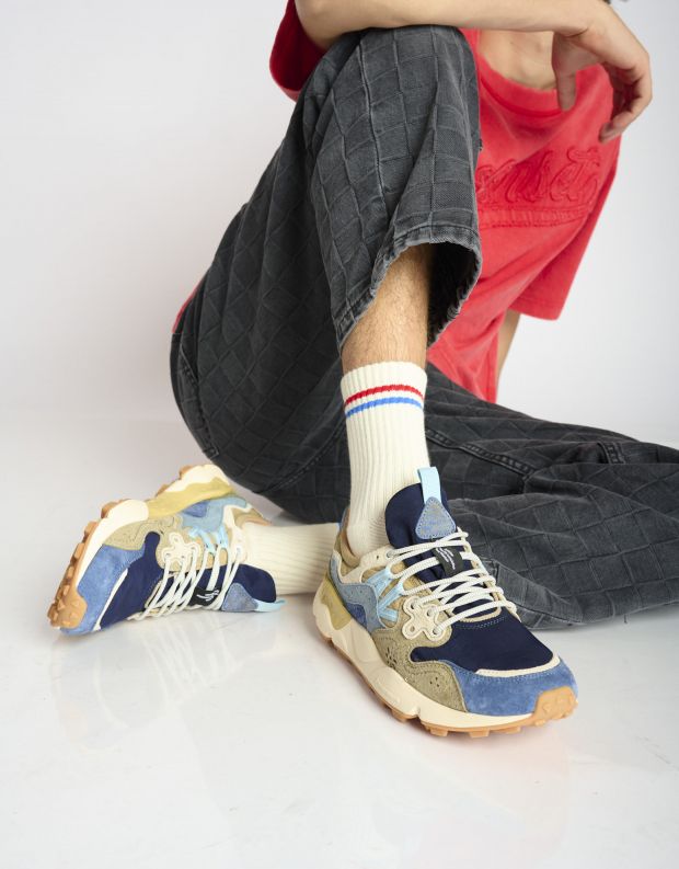 נעלי גברים - Flower Mountain - סניקרס צבעוניות YAMANO - חאקי   כחול