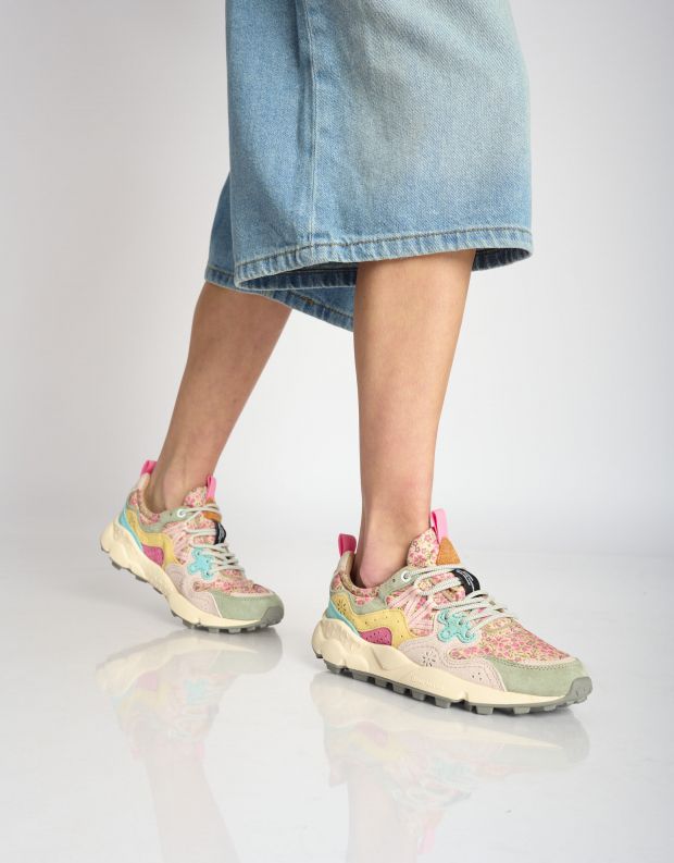 נעלי נשים - Flower Mountain - סניקרס YAMANO פרחוניות - ורוד   אפור