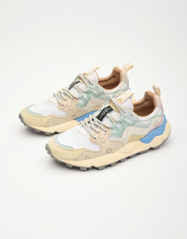 נעלי נשים - Flower Mountain - סניקס YAMANO רשת - לבן   תכלת