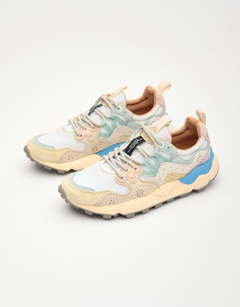 נעלי נשים - Flower Mountain - סניקס YAMANO רשת - לבן   תכלת1