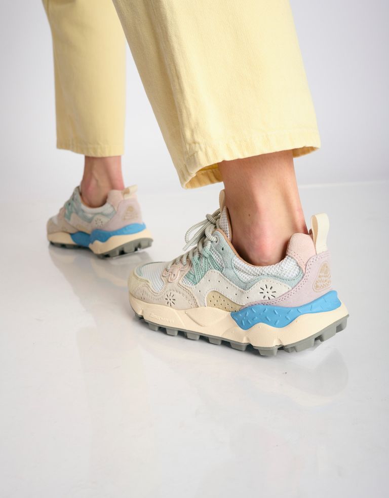 נעלי נשים - Flower Mountain - סניקס YAMANO רשת - לבן   תכלת3