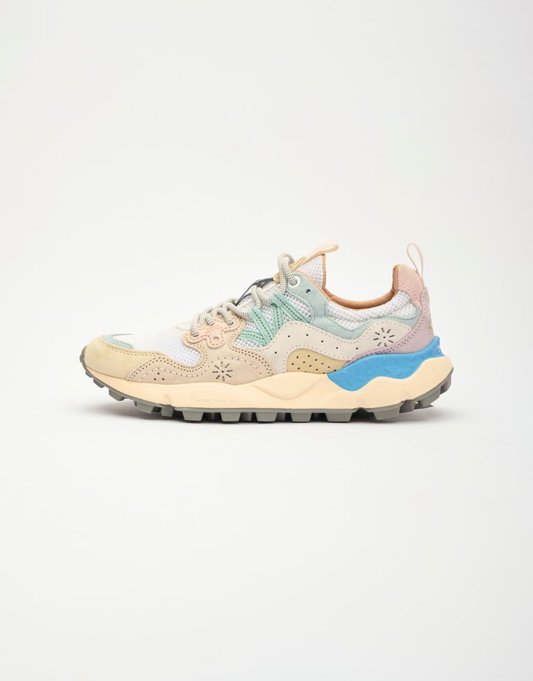 נעלי נשים - Flower Mountain - סניקס YAMANO רשת - לבן   תכלת4