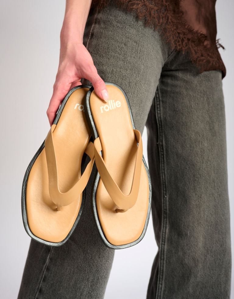 נעלי נשים - Rollie - כפכפי אצבע SQUARE TOE - בז'1