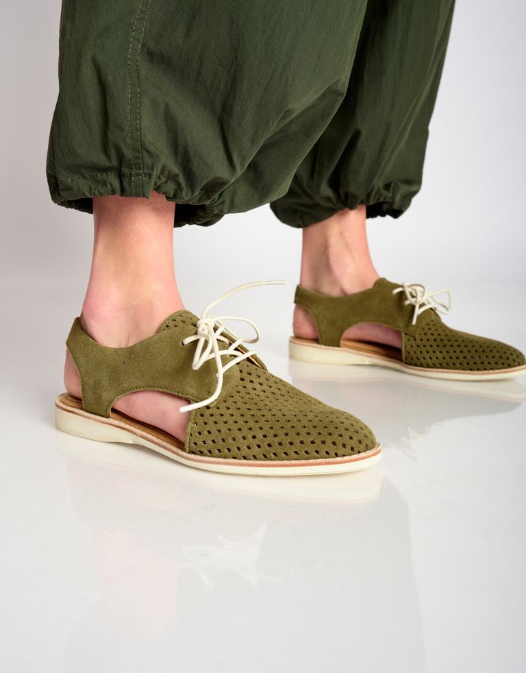 נעלי נשים - Rollie - סנדלי זמש SLINGBACK  PUNC - חאקי1