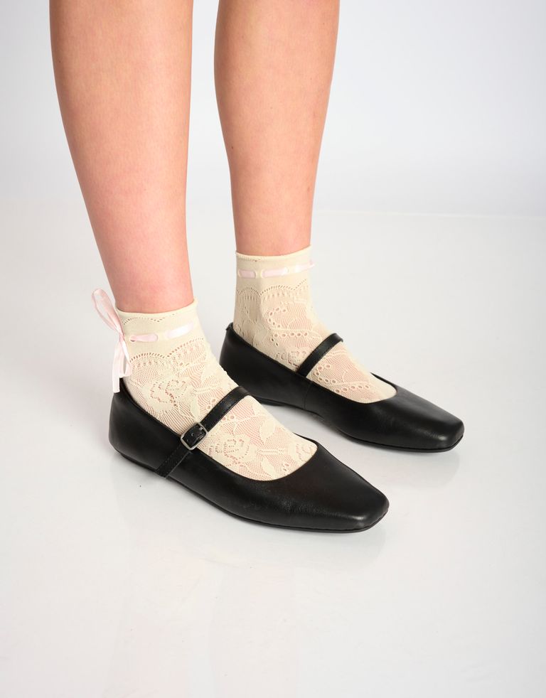 נעלי נשים - Rollie - נעלי BALLET SQUARE TOE - שחור1