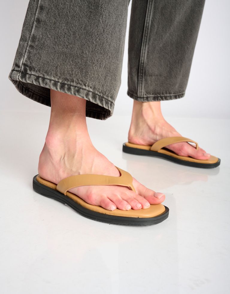 נעלי נשים - Rollie - כפכפי אצבע SQUARE TOE - בז'2