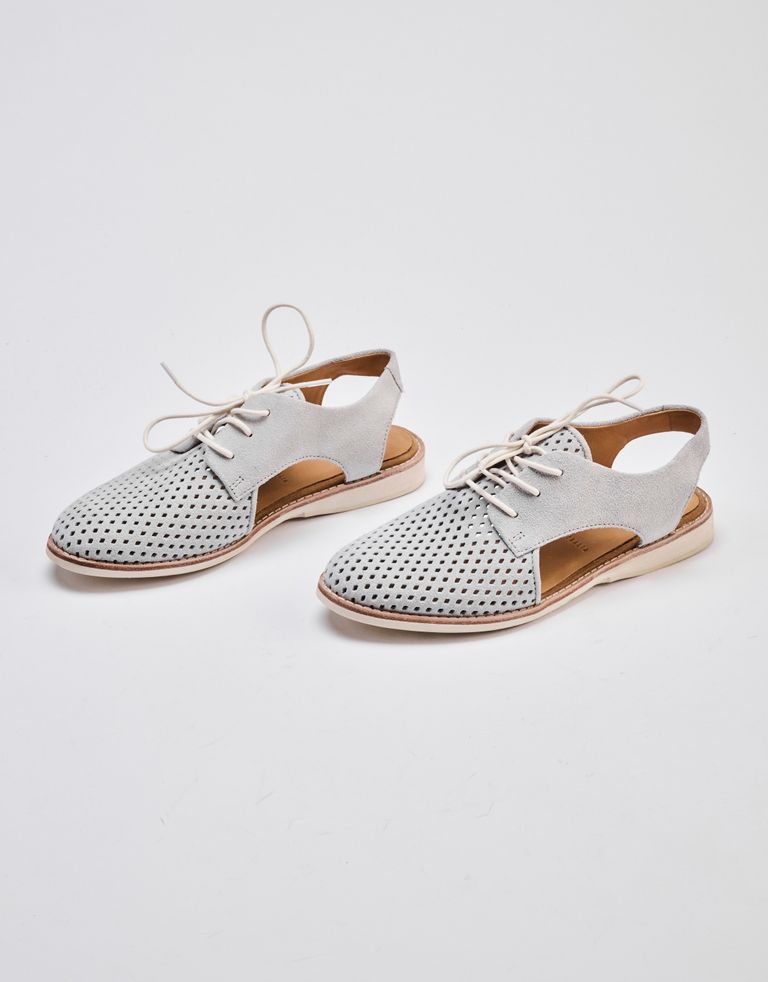 נעלי נשים - Rollie - סנדלי זמש SLINGBACK  PUNC - אפור בהיר2