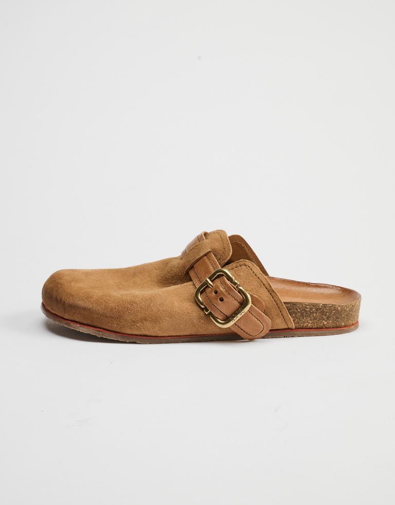 נעלי גברים - A.S. 98 - כפכפי  עור עם אבזם COM - חום בהיר3