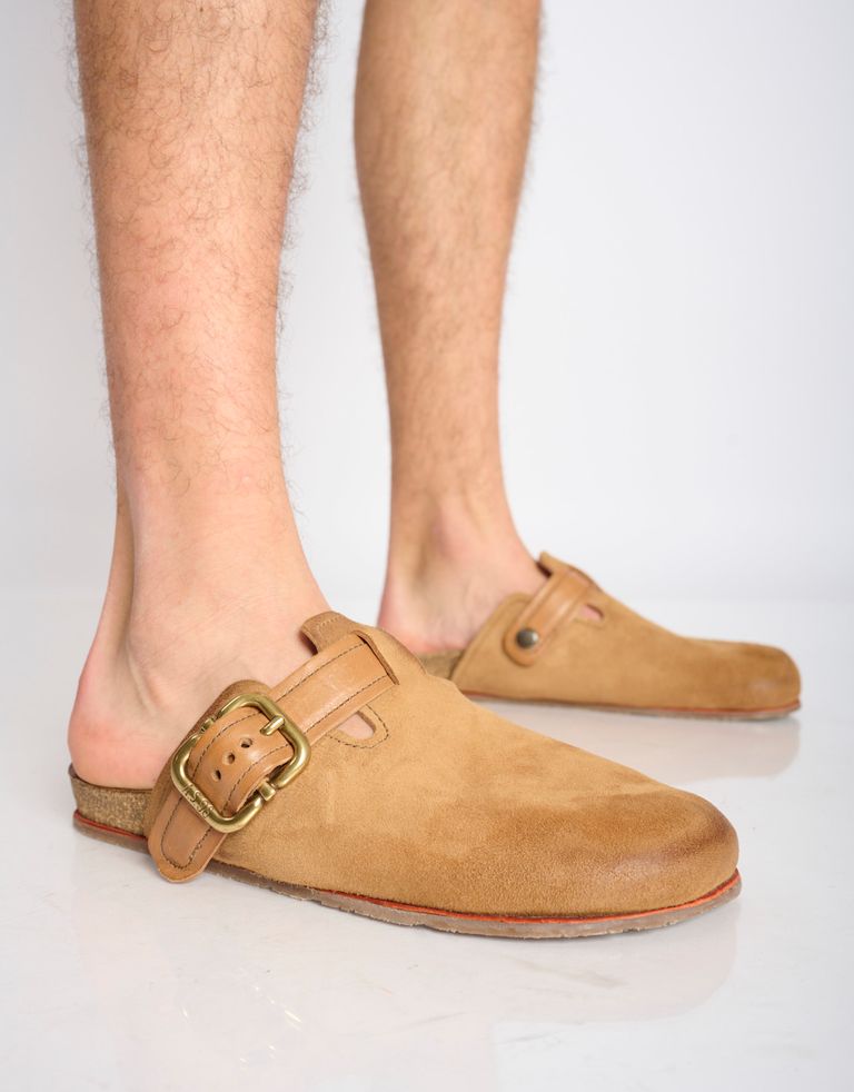 נעלי גברים - A.S. 98 - כפכפי  עור עם אבזם COM - חום בהיר4